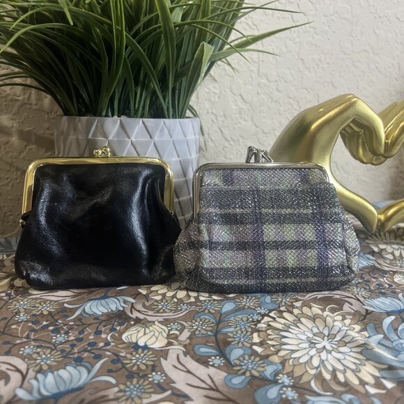 Vintage Buxton Triple Frame Coin Purse And Kiss-lock Vintage Black Coin Purse - Picture 2 of 16